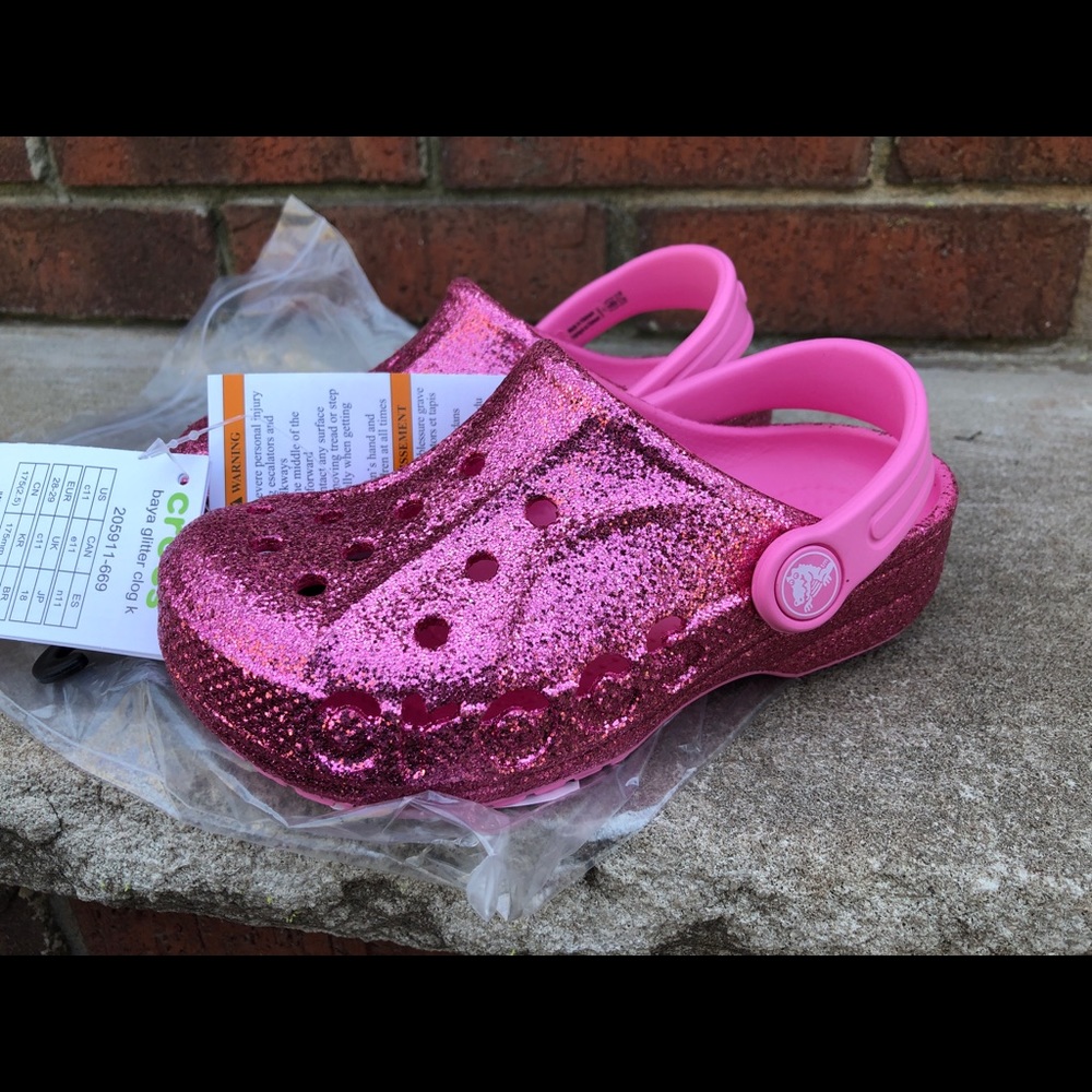 Crocs Kids Baya Glitter Clogs Pink-New - Picture 3 of 11